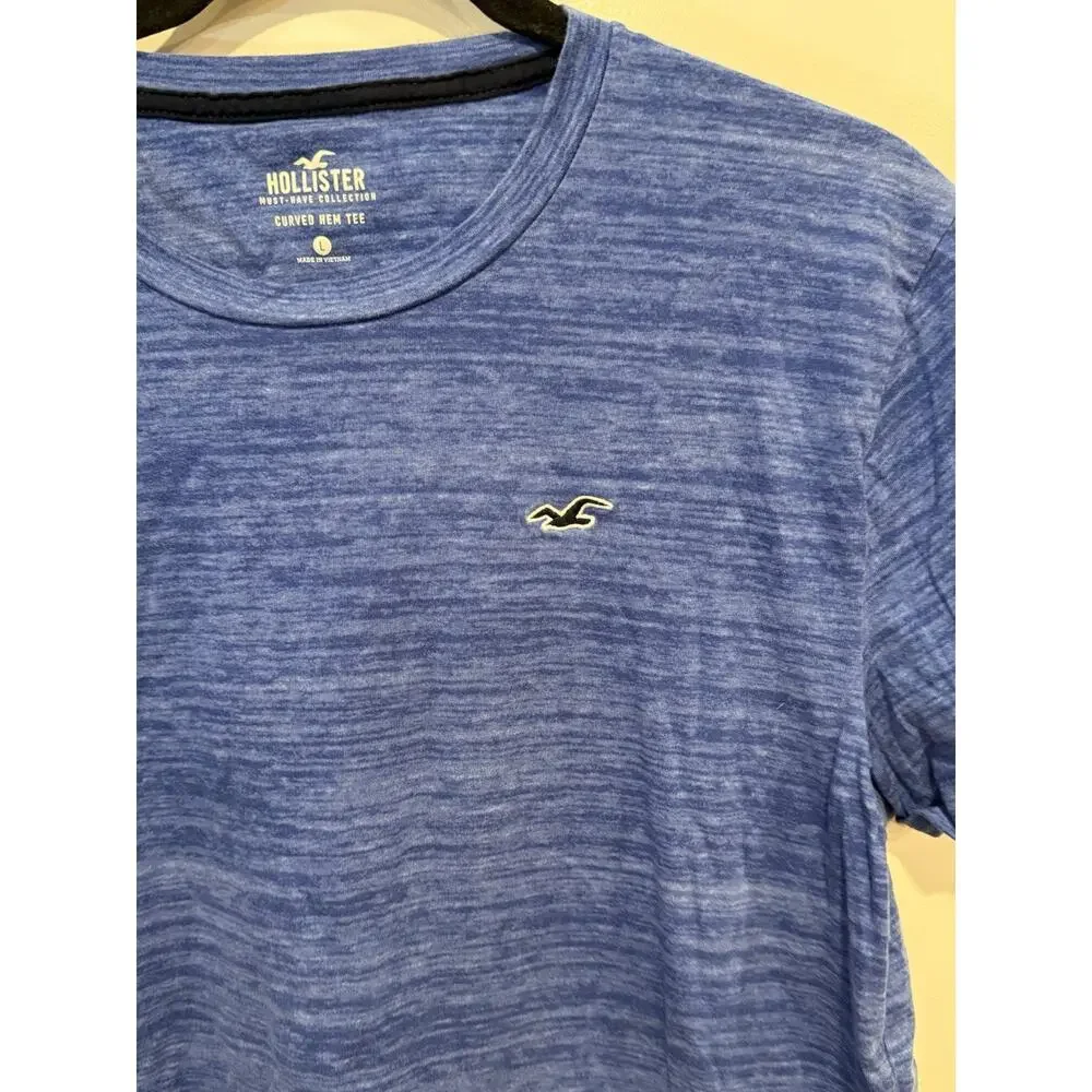 Hollister Must Have Collection Curved Hem Crew Neck Tee Blue Men's Size Large